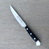 Gude Alpha Series Forged Double Bolster Porterhouse Serrated Steak Knife 4-1/2-in, Black Hostaform Handle – Gude Shop USA
