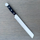 Gude Alpha Series Forged Double Bolster Serrated Bread Knife 8-in, Black Hostaform Handle – Gude Shop USA