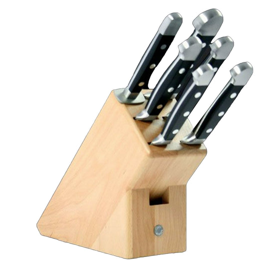 Gude Alpha Series 8-Piece Knife Block Set, Black Hostaform Handle