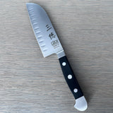Gude Alpha Series Forged Double Bolster Hollow Edge Santoku Knife 5-in, Black Hostaform Handle – Gude Shop USA