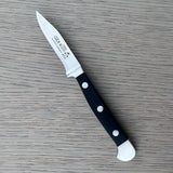 Güde Alpha Sharp Point Paring Knife 3-in, model 1708/08, with dishwasher-safe black Hostaform handle