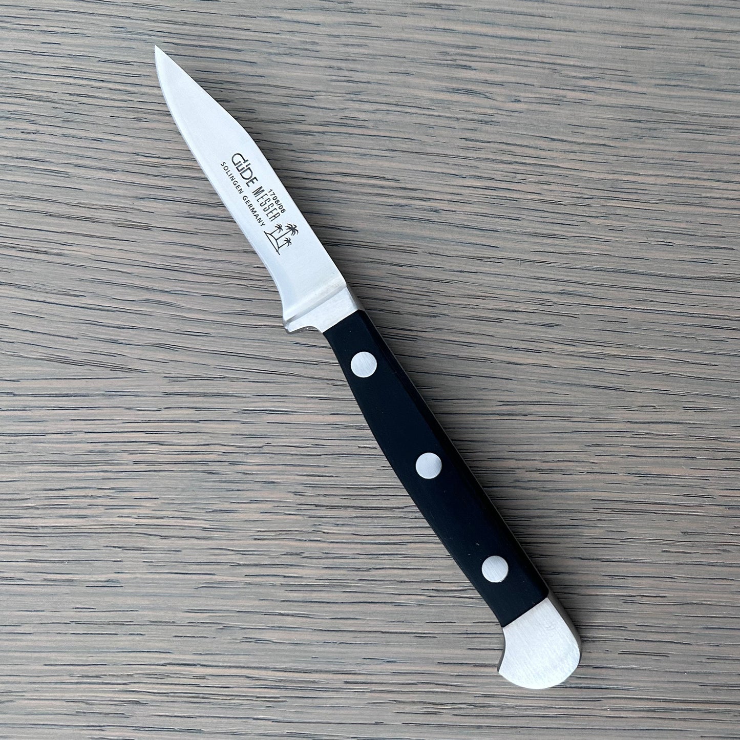 Gude Alpha Series Forged Double Bolster Paring Knife 3-in, Black Hostaform Handle – Gude Shop USA