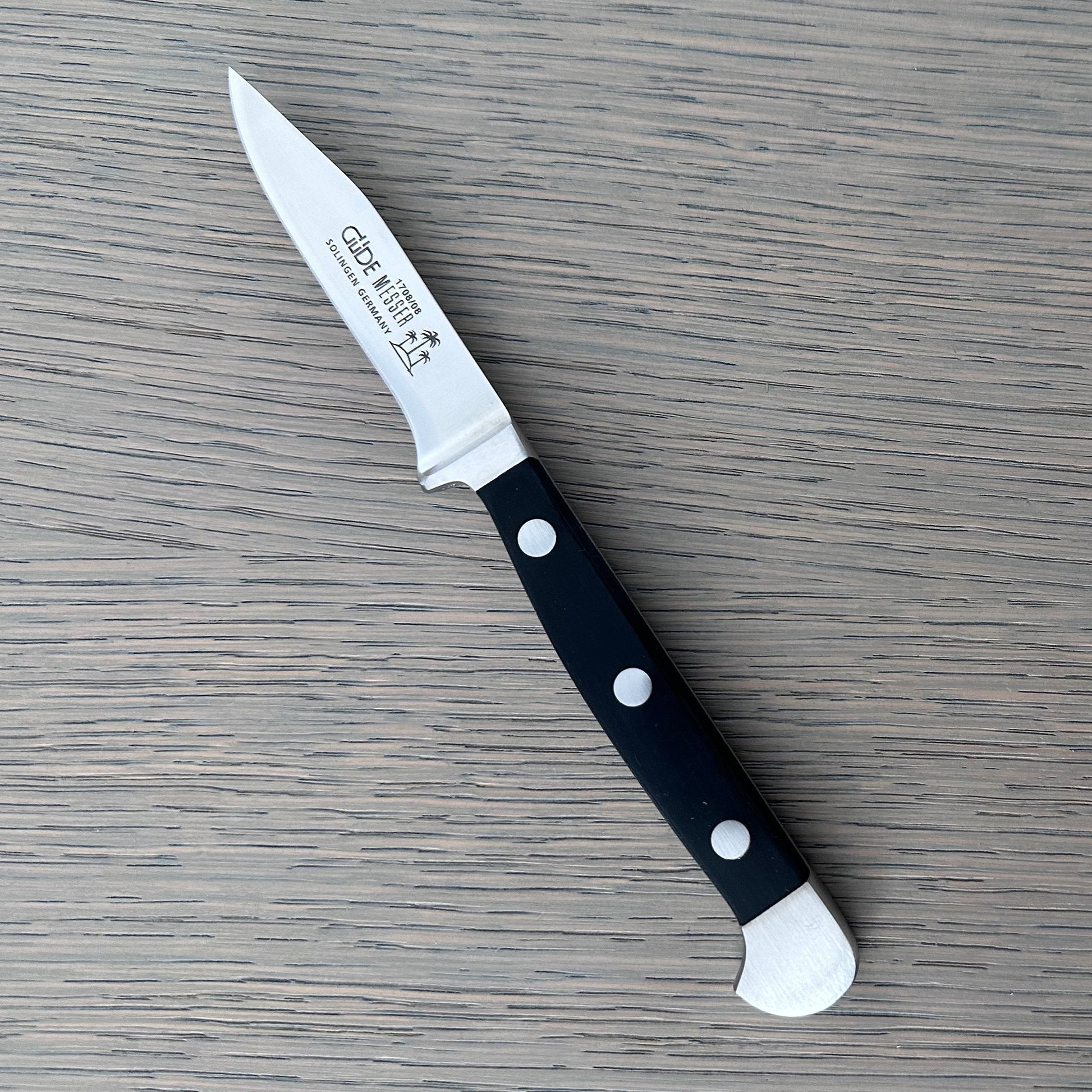 Gude Alpha Series Forged Double Bolster Paring Knife 3-in, Black Hostaform Handle – Gude Shop USA