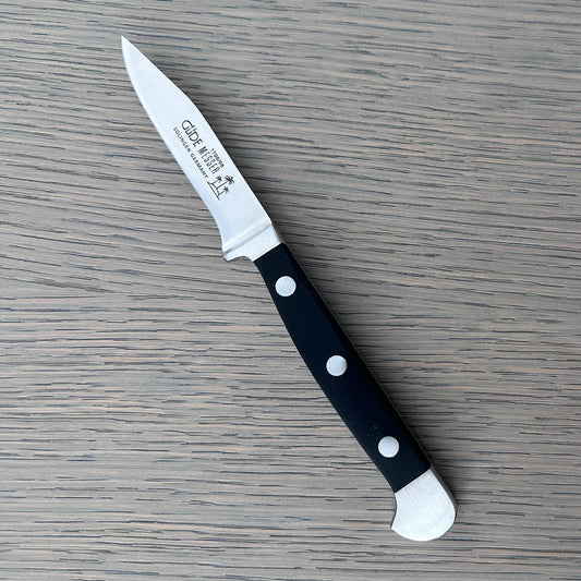 Gude Alpha Series Forged Double Bolster Paring Knife 3-in, Black Hostaform Handle – Gude Shop USA