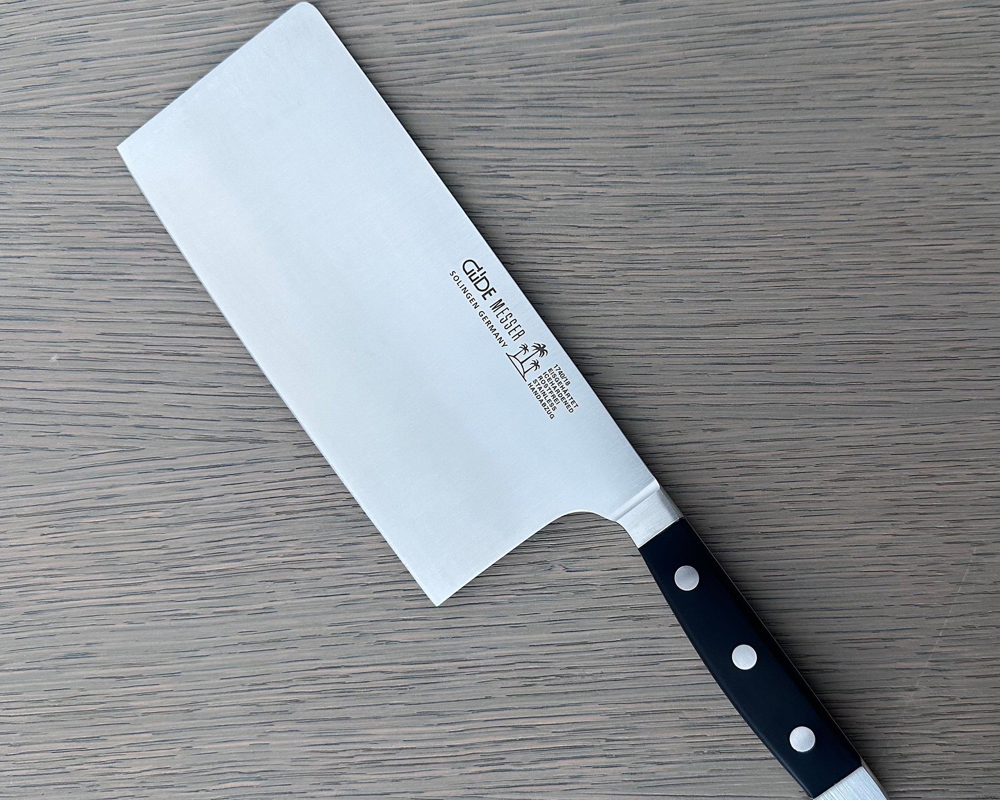 Gude Alpha Series Forged Double Bolster Cleaver 7-in / 14.1-oz, Black Hostaform Handle – Gude Shop USA
