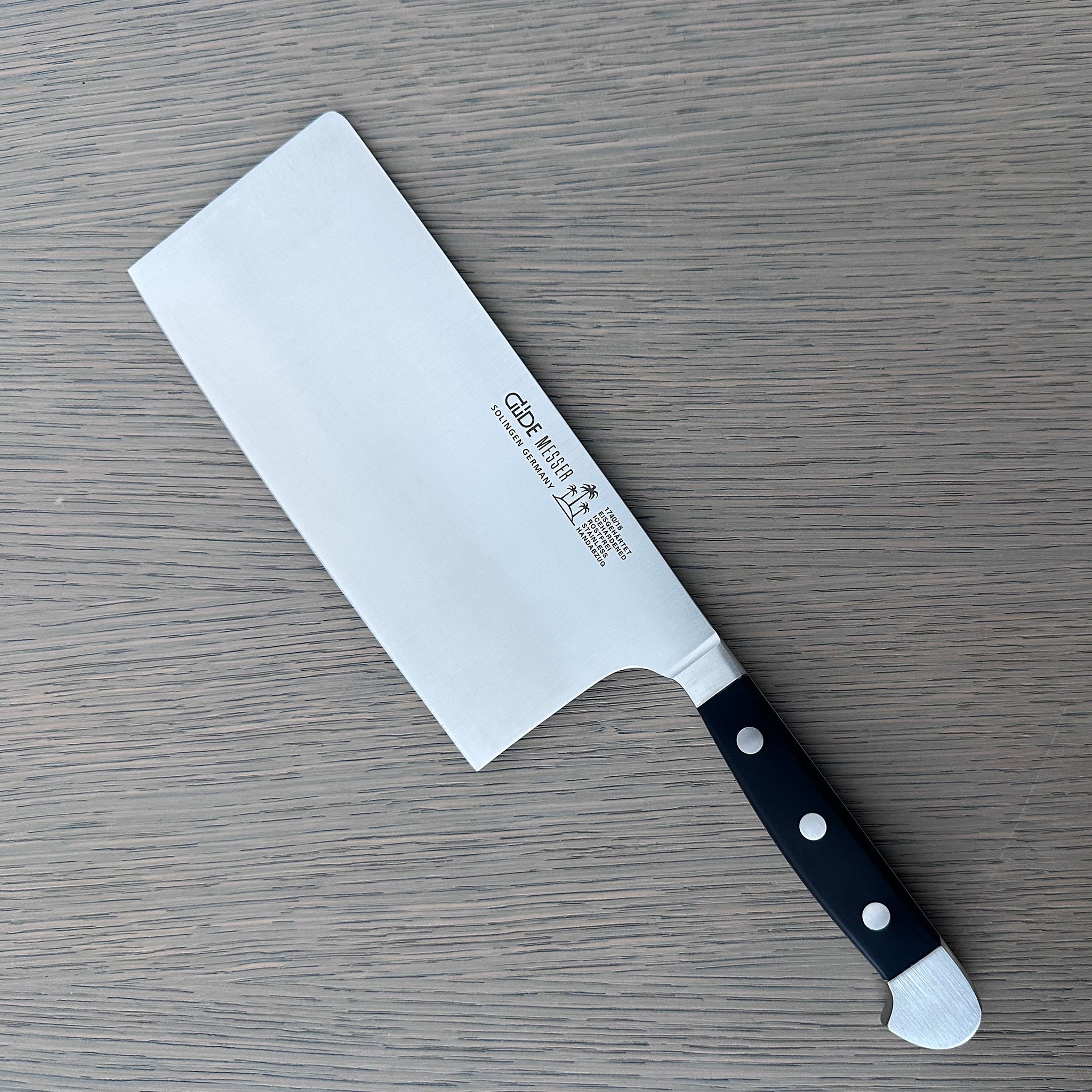 Gude Alpha Series Forged Double Bolster Cleaver 7-in / 14.1-oz, Black Hostaform Handle – Gude Shop USA