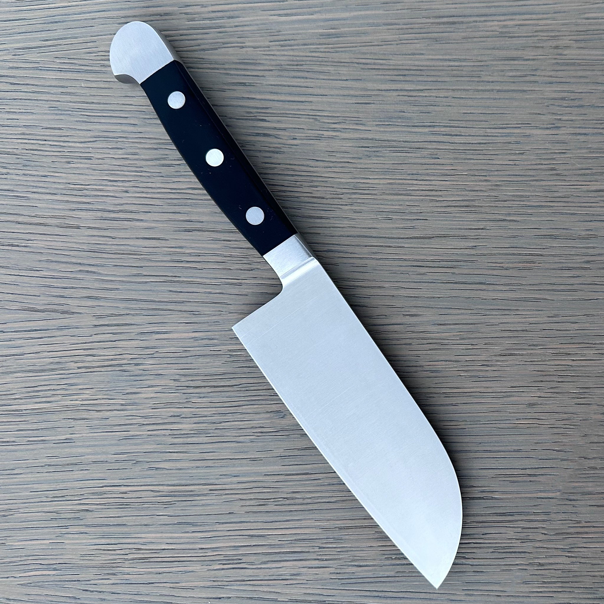 Gude Alpha Series Forged Double Bolster Santoku Knife 5-in, Black Hostaform Handle – Gude Shop USA