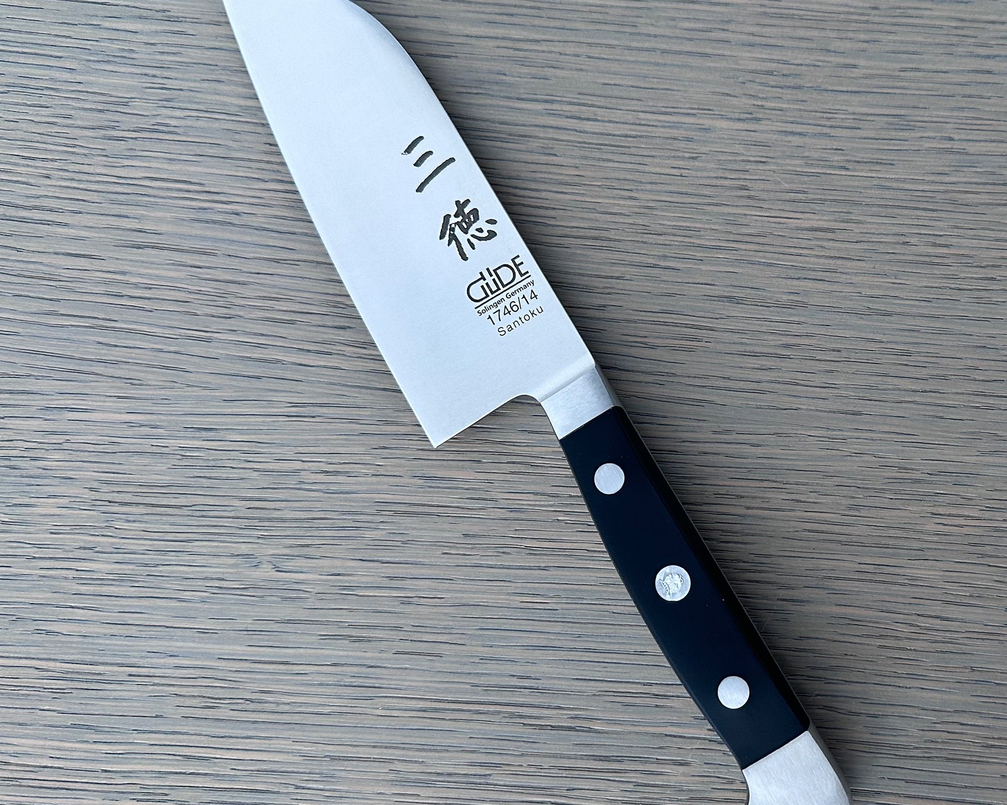 Gude Alpha Series Forged Double Bolster Santoku Knife 5-in, Black Hostaform Handle – Gude Shop USA