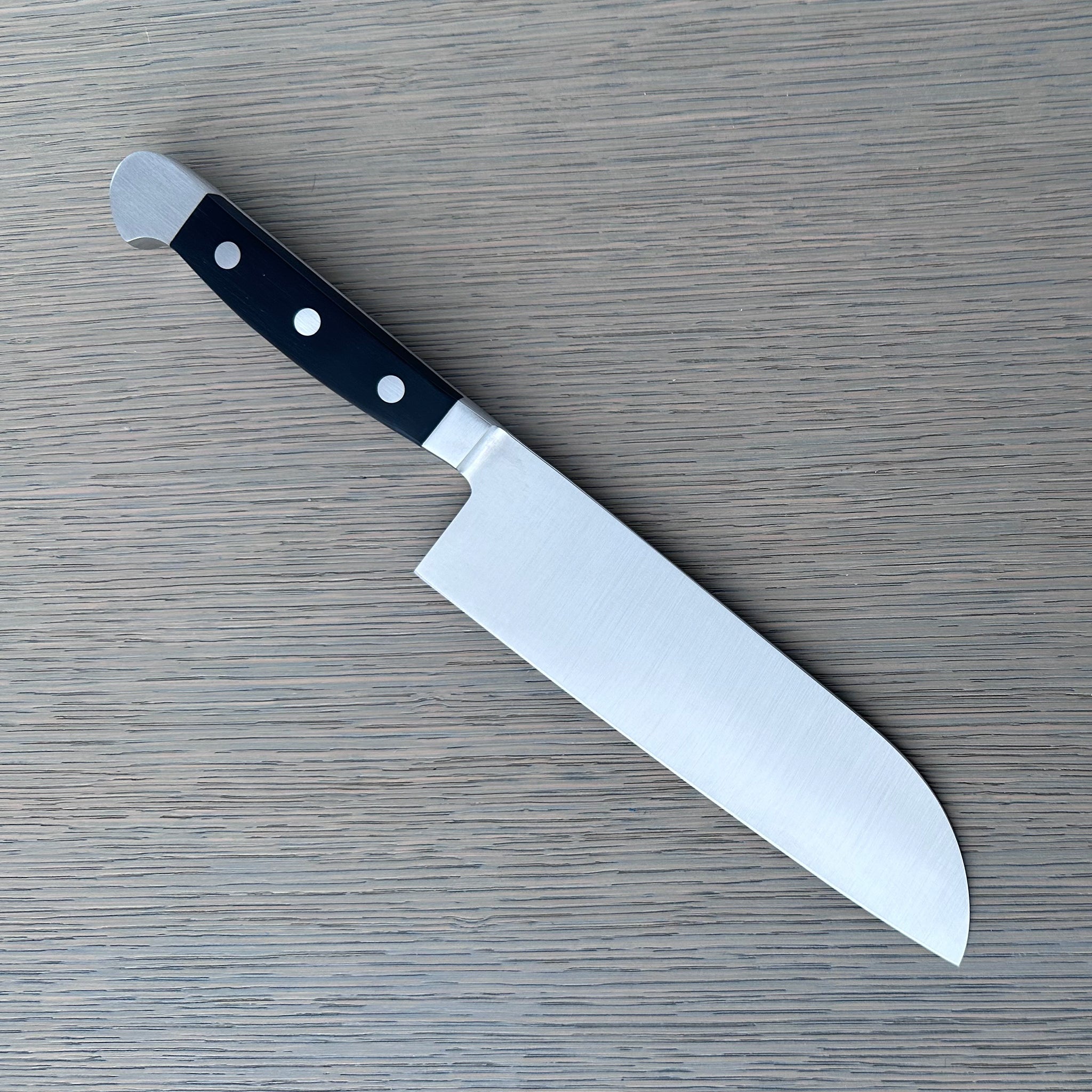 Gude Alpha Series Forged Double Bolster Santoku Knife 7-in, Black Hostaform Handle – Gude Shop USA