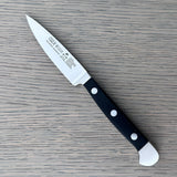 Güde Alpha Straight Paring Knife 3-in, model 1764/08, with dishwasher-safe black Hostaform handle