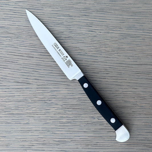 Gude Alpha Series Forged Double Bolster Utility Knife 5-in, Black Hostaform Handle – Gude Shop USA