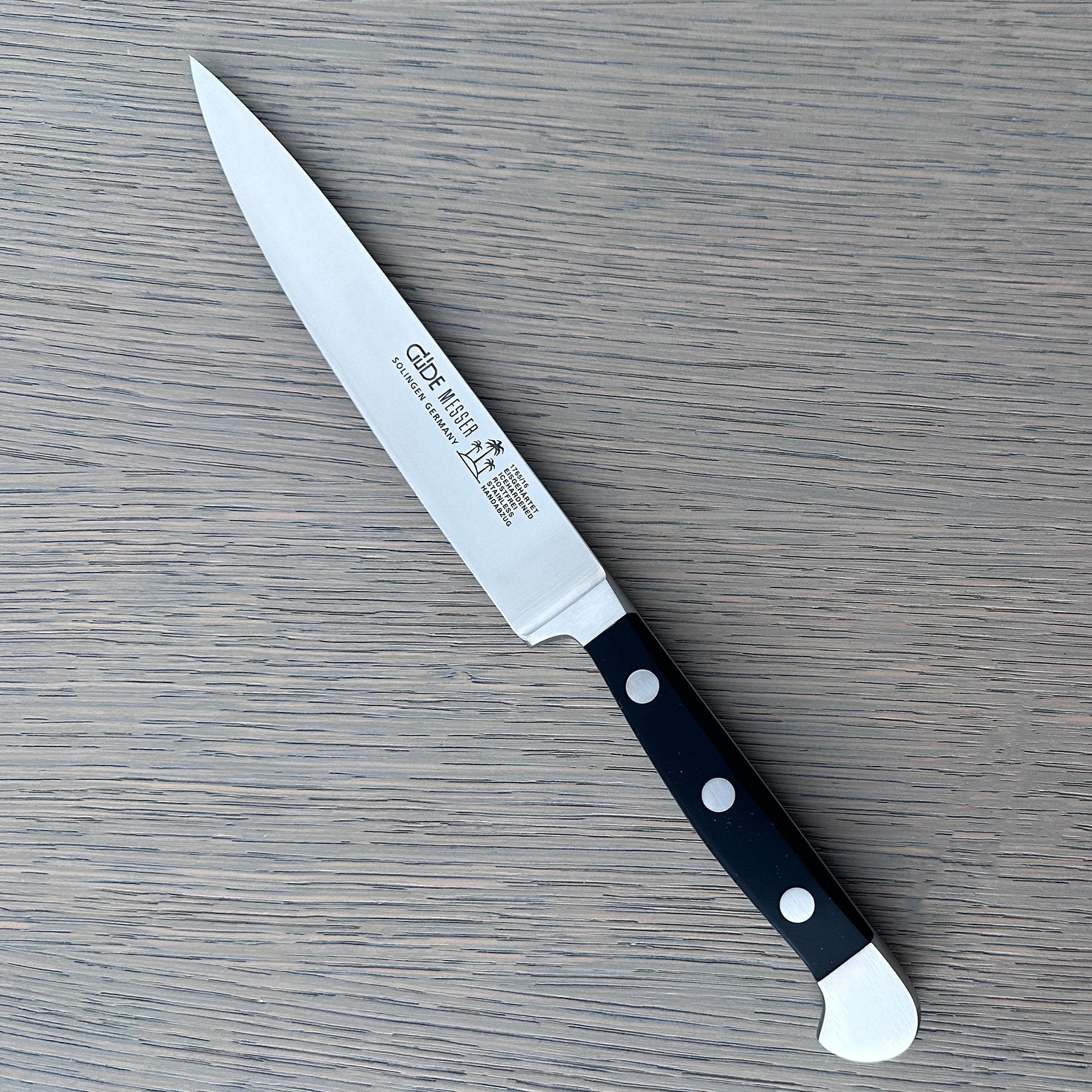 Gude Alpha Series Forged Double Bolster Carving Knife 6-in, Black Hostaform Handle – Gude Shop USA