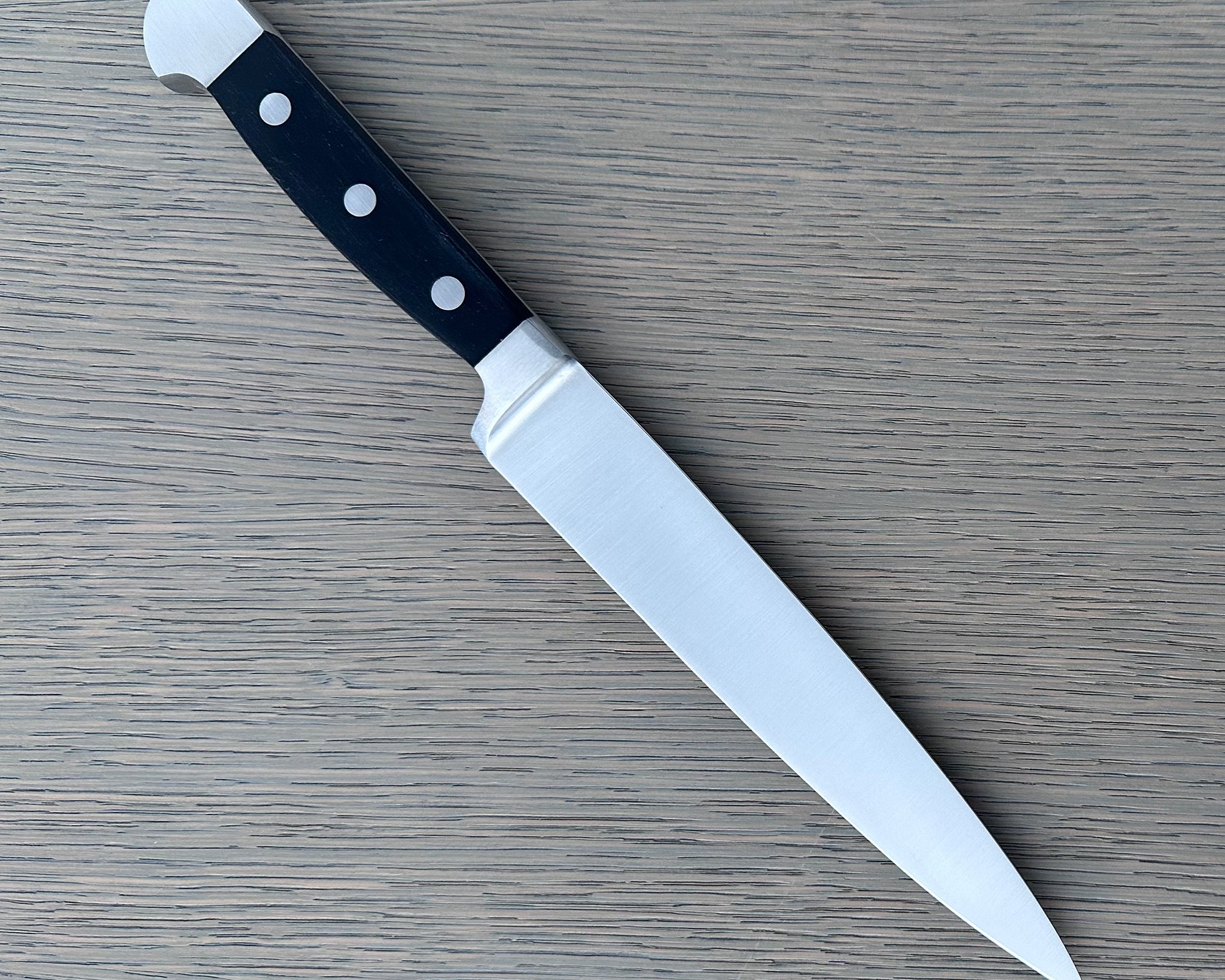 Gude Alpha Series Forged Double Bolster Flexible Fillet Knife 7-in, Black Hostaform Handle – Gude Shop USA