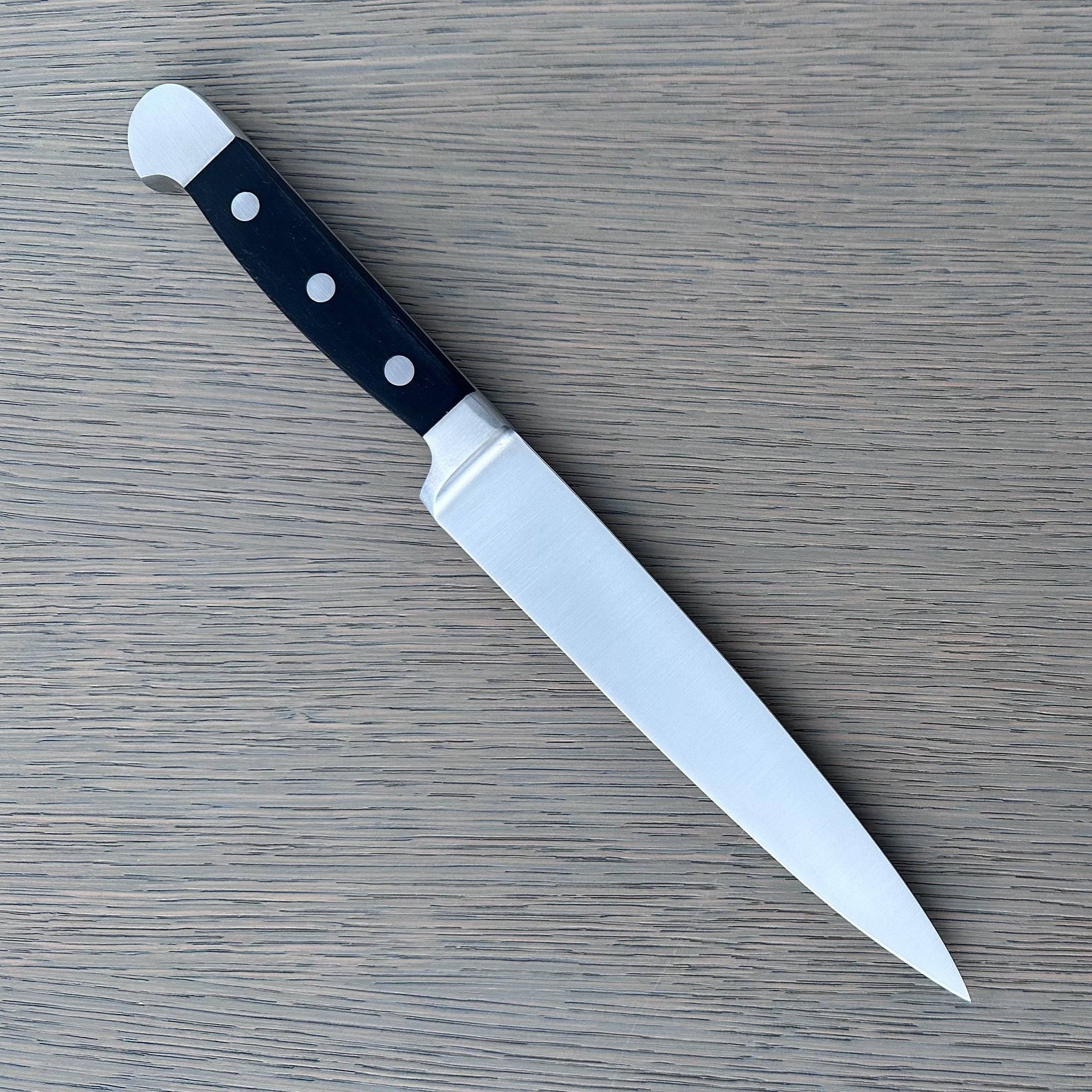 Gude Alpha Series Forged Double Bolster Flexible Fillet Knife 7-in, Black Hostaform Handle – Gude Shop USA