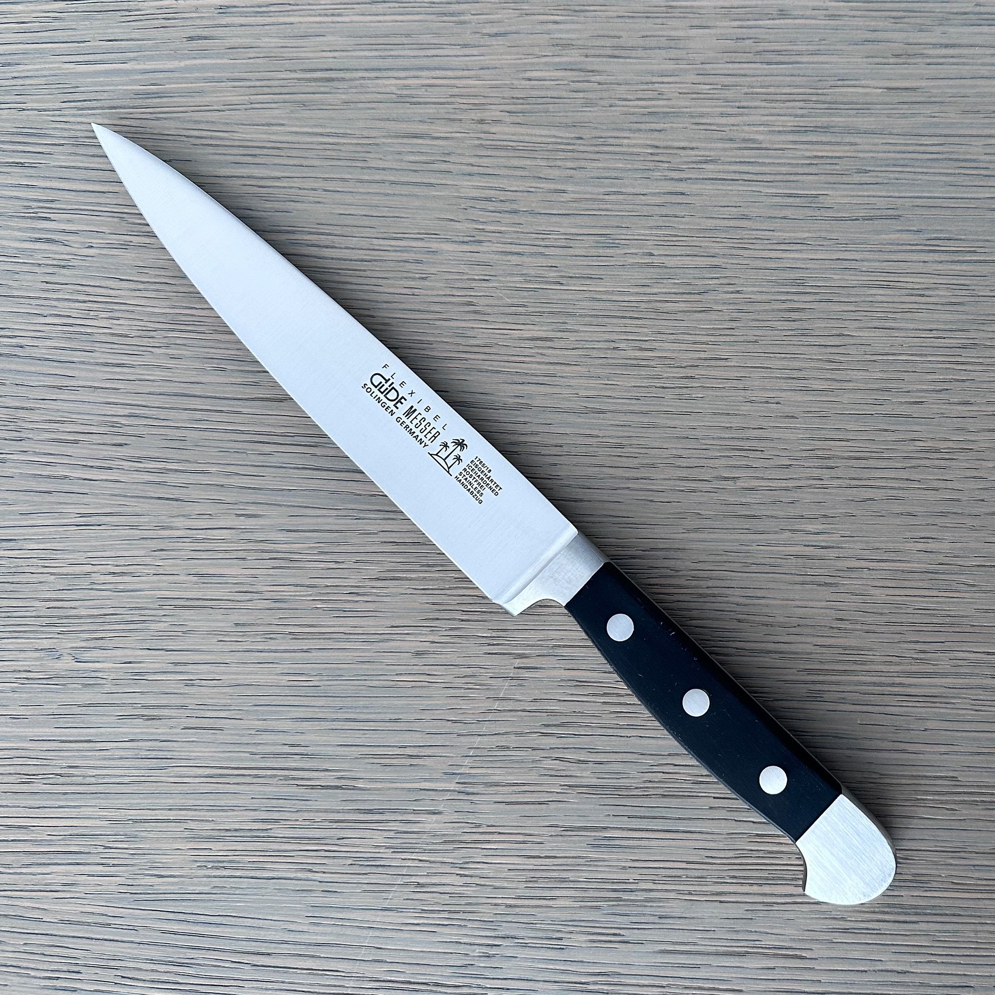 Gude Alpha Series Forged Double Bolster Flexible Fillet Knife 7-in, Black Hostaform Handle – Gude Shop USA