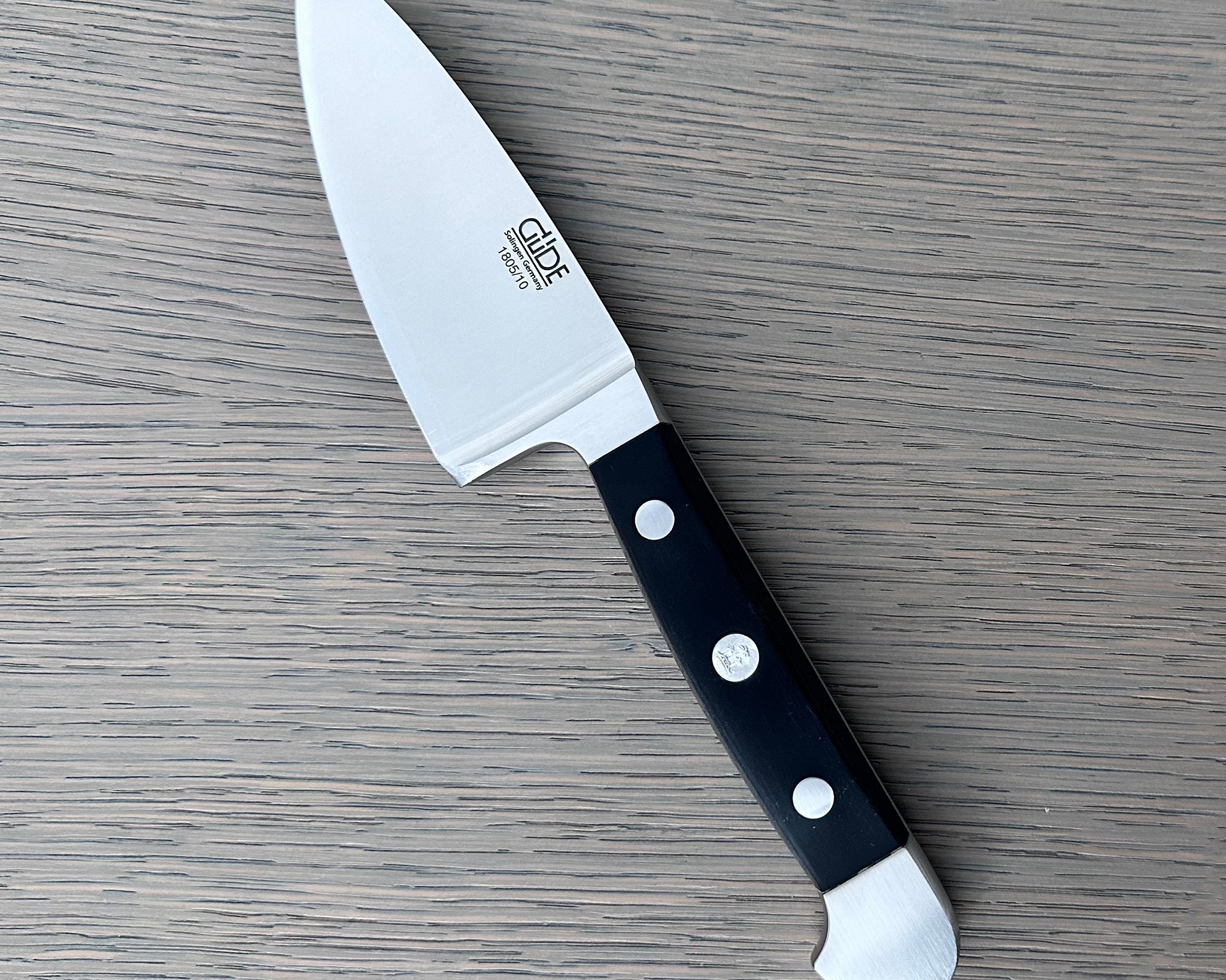 Gude Alpha Series Forged Double Bolster Hard Cheese Knife 3-in, Black Hostaform Handle – Gude Shop USA
