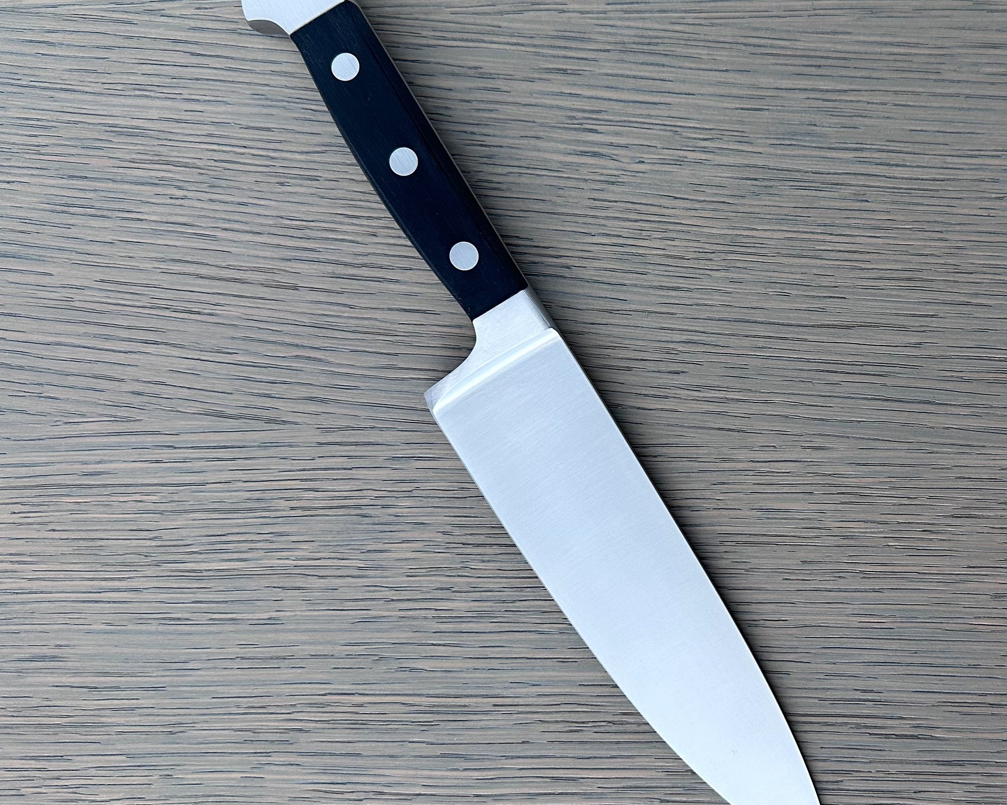 Gude Alpha Series Forged Double Bolster Chef's Knife 6-in, Black Hostaform Handle – Gude Shop USA