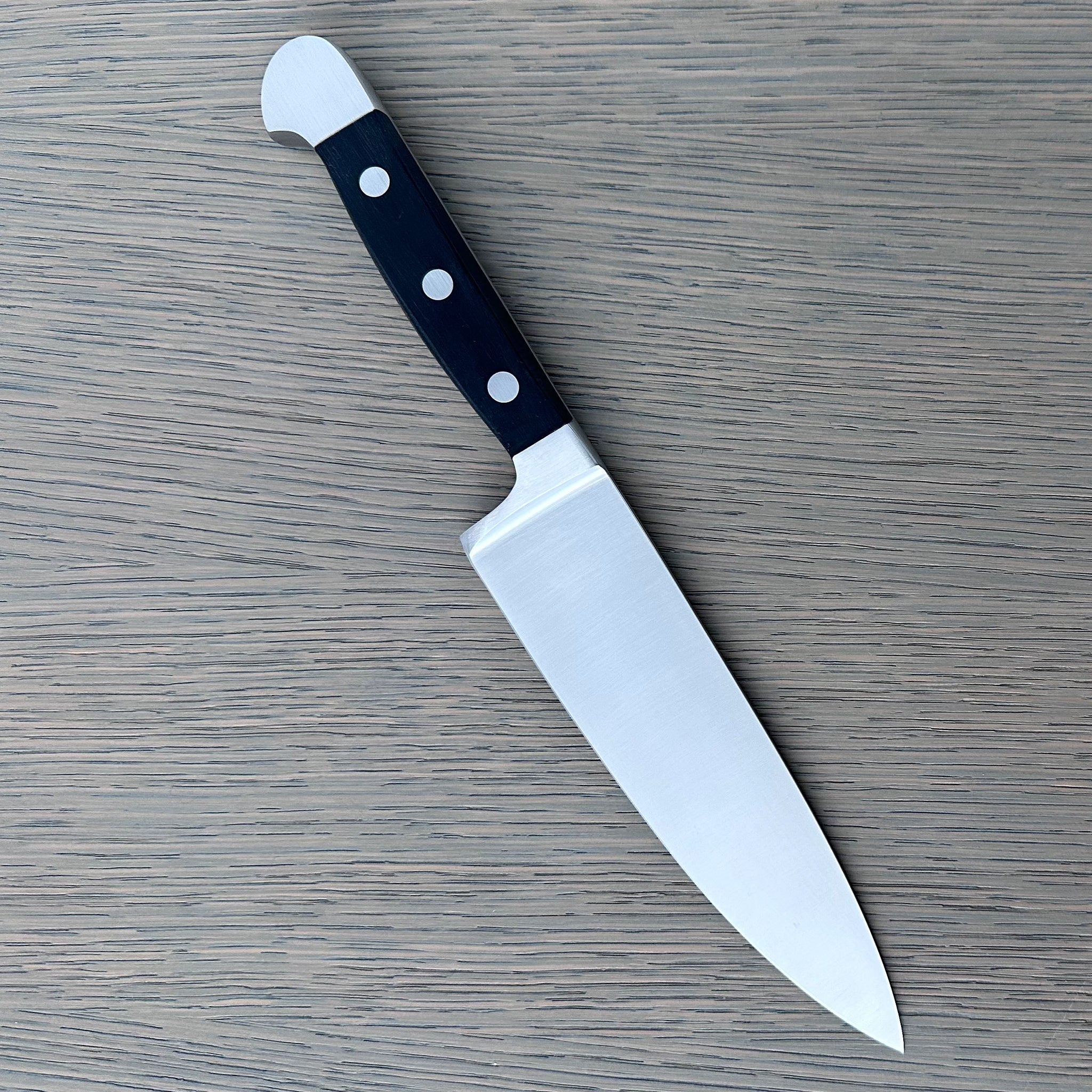 Gude Alpha Series Forged Double Bolster Chef's Knife 6-in, Black Hostaform Handle – Gude Shop USA
