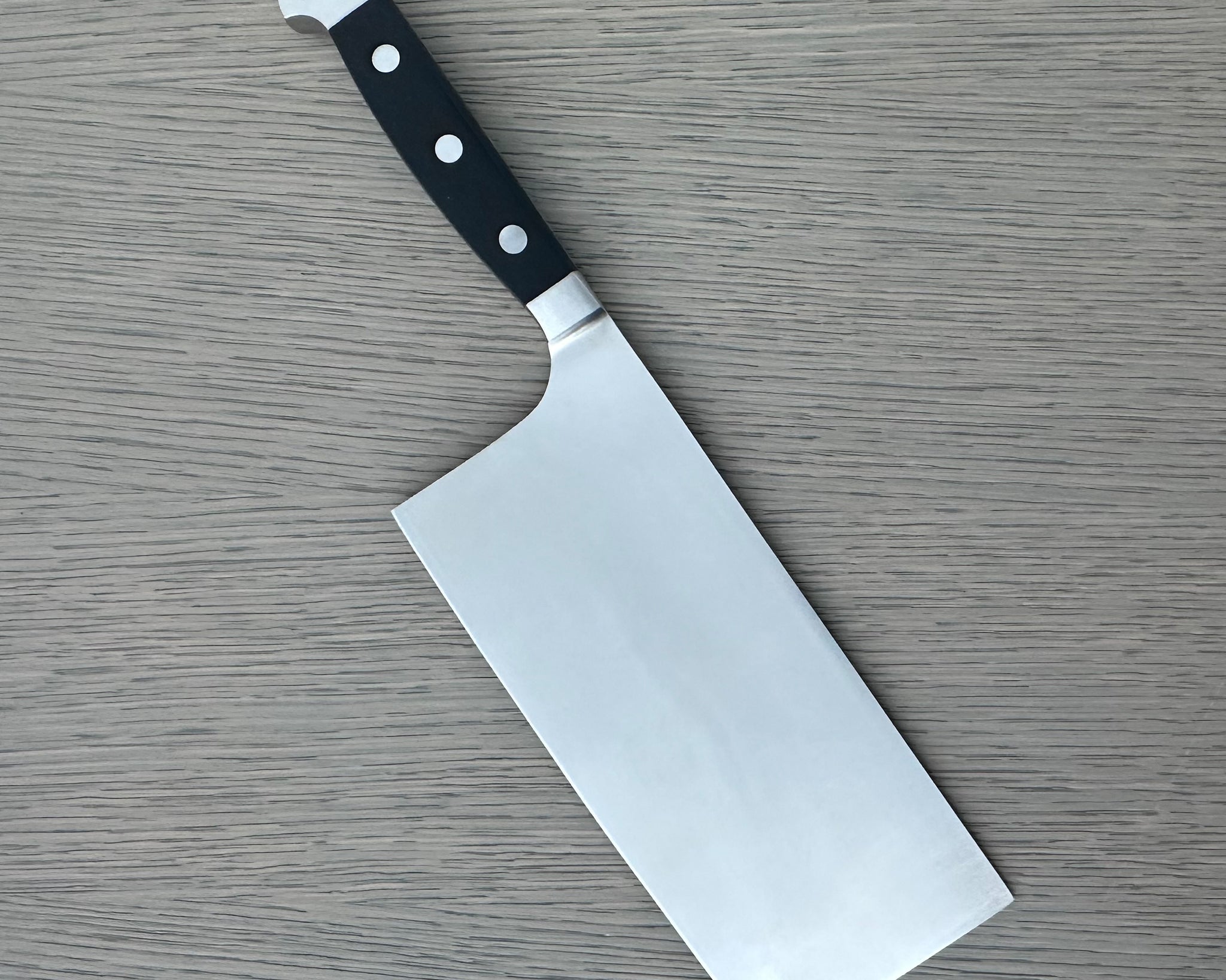 Gude Alpha Series Forged Double Bolster Cleaver 7-in / 10.5-oz Black Hostaform Handle – Gude Shop USA
