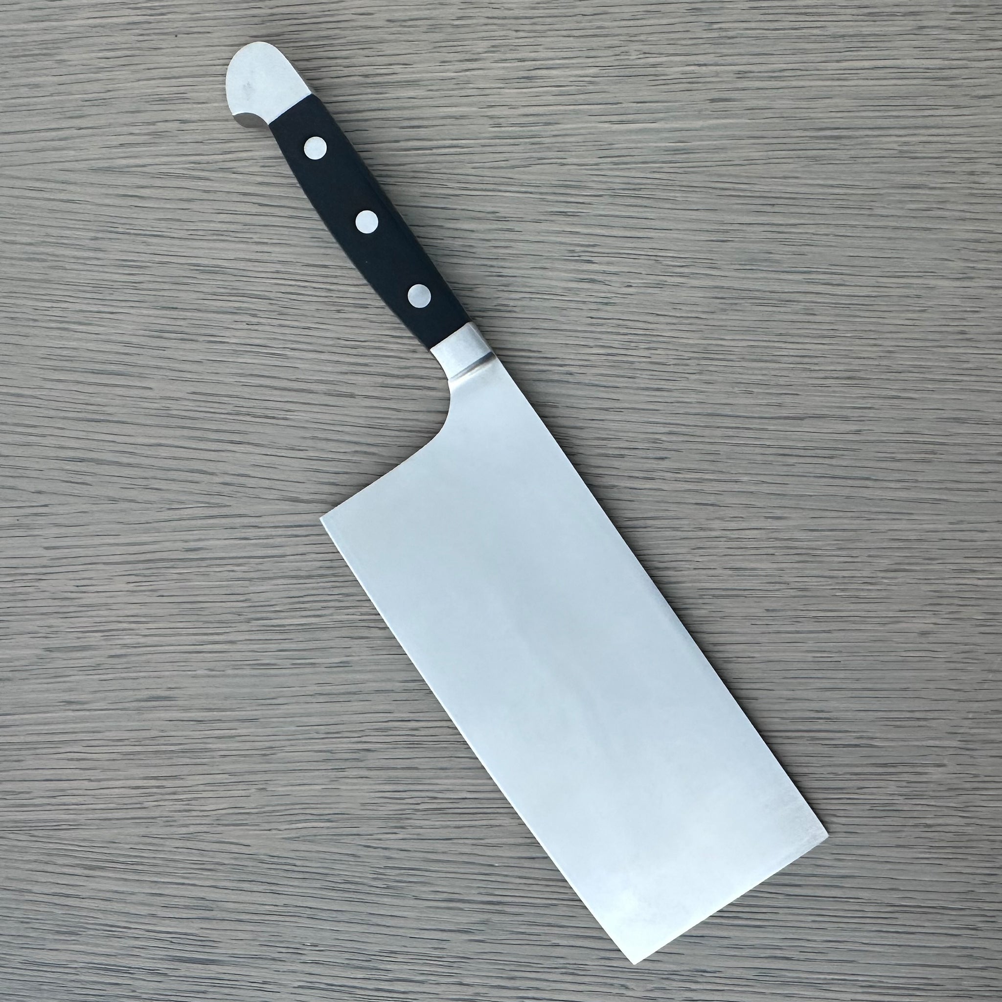 Gude Alpha Series Forged Double Bolster Cleaver 7-in / 10.5-oz Black Hostaform Handle – Gude Shop USA