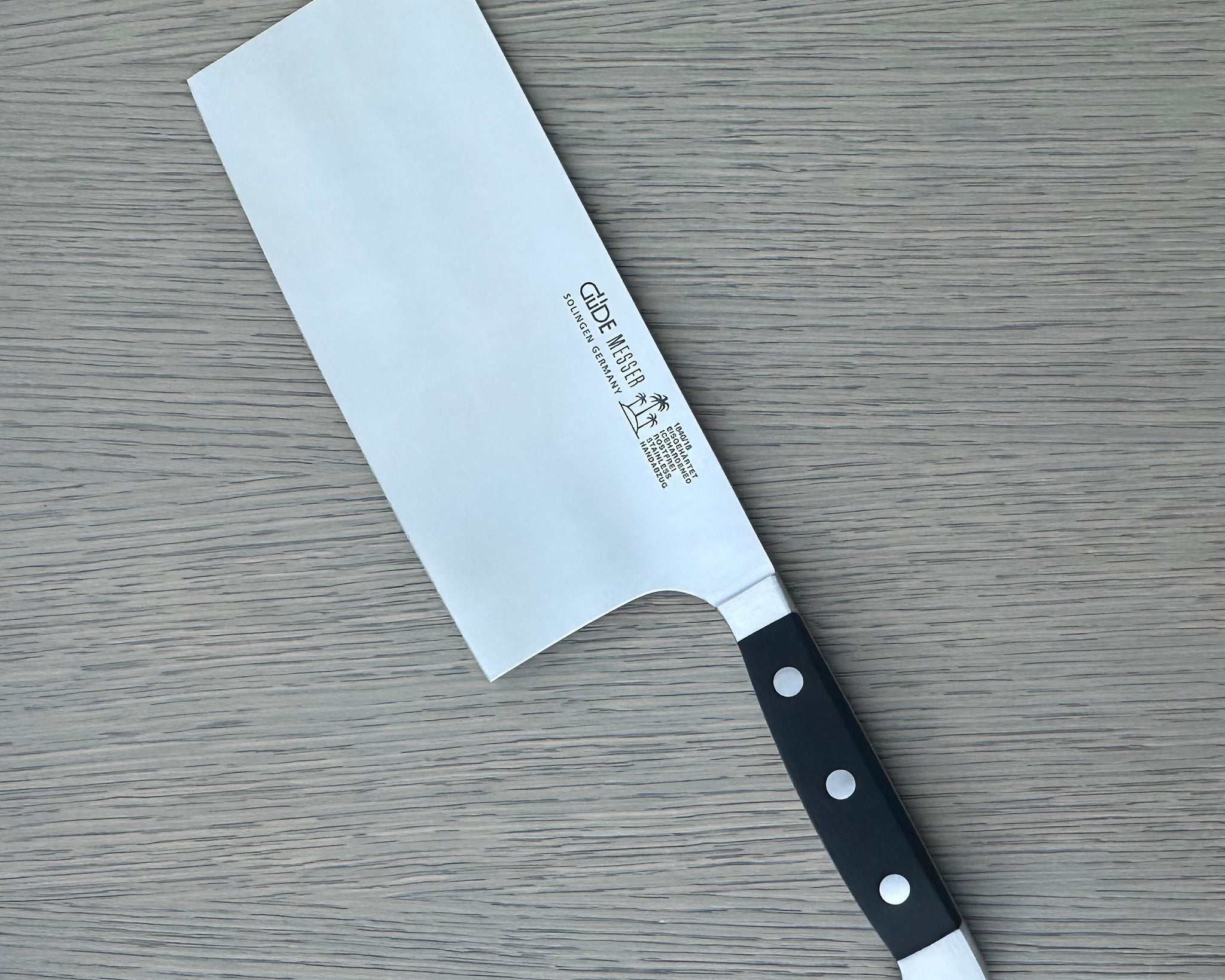 Gude Alpha Series Forged Double Bolster Cleaver 7-in / 10.5-oz Black Hostaform Handle – Gude Shop USA