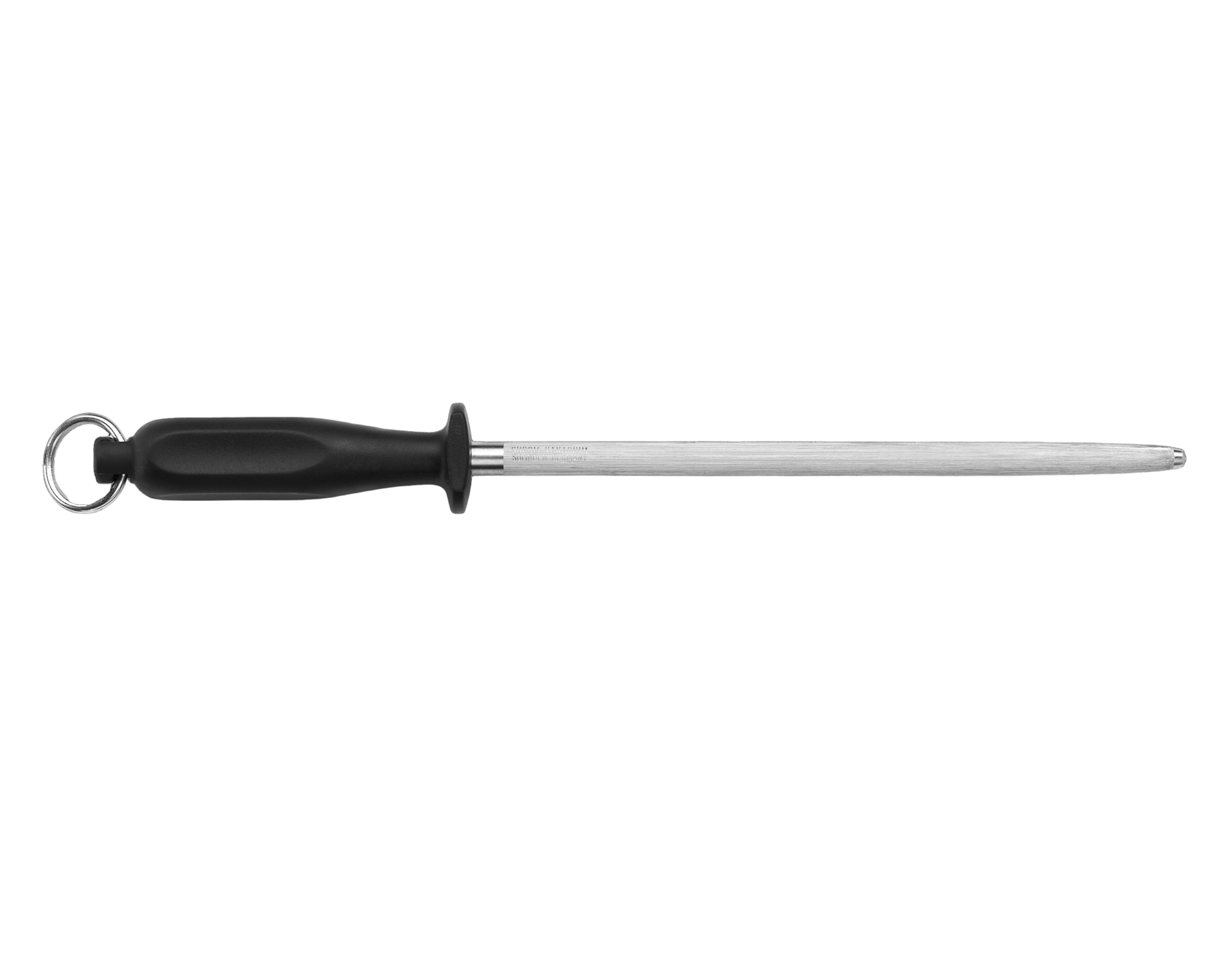 Güde Sigma Knife Sharpening Steel 9-in with black wood handle, hand-forged in Solingen, Germany