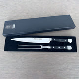 Güde Alpha 2-Piece Carving Knife Set with black Hostaform handles, blades hand-forged in Solingen, Germany