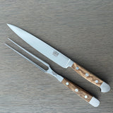 Güde Alpha Olive Series 2-Piece Carving Set, forged from a single bar of steel for harder, thicker blades
