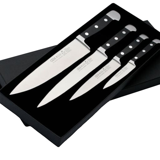 Gude Alpha Series 4-Piece DeLuxe Knife Set, Black Hostaform Handle