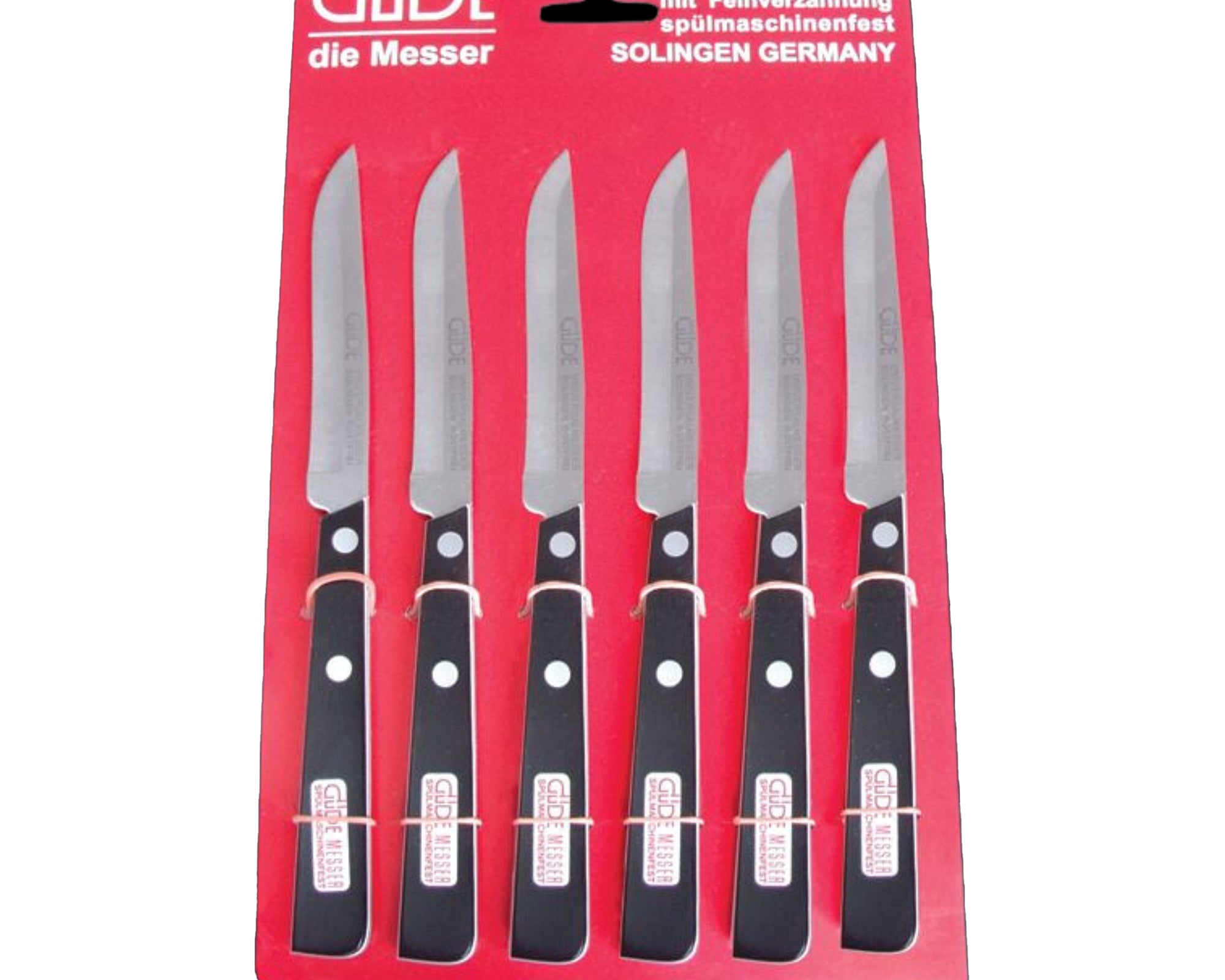 Gude Universal Series Utility Serrated 6-Piece Knife Set 4-in,  Black / White Hostaform Handle - Gude Shop USA
