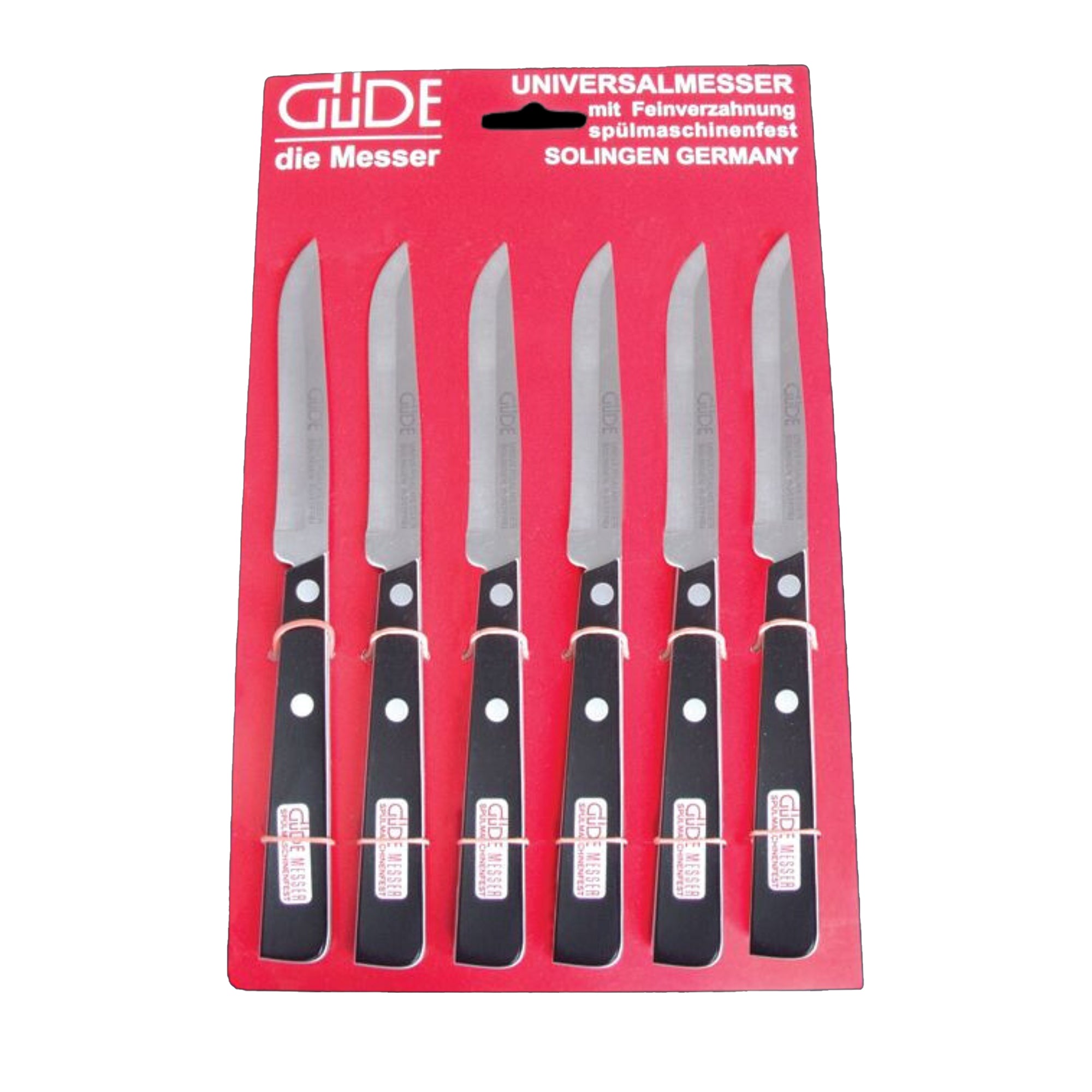 Gude Universal Series Utility Serrated 6-Piece Knife Set 4-in,  Black / White Hostaform Handle - Gude Shop USA