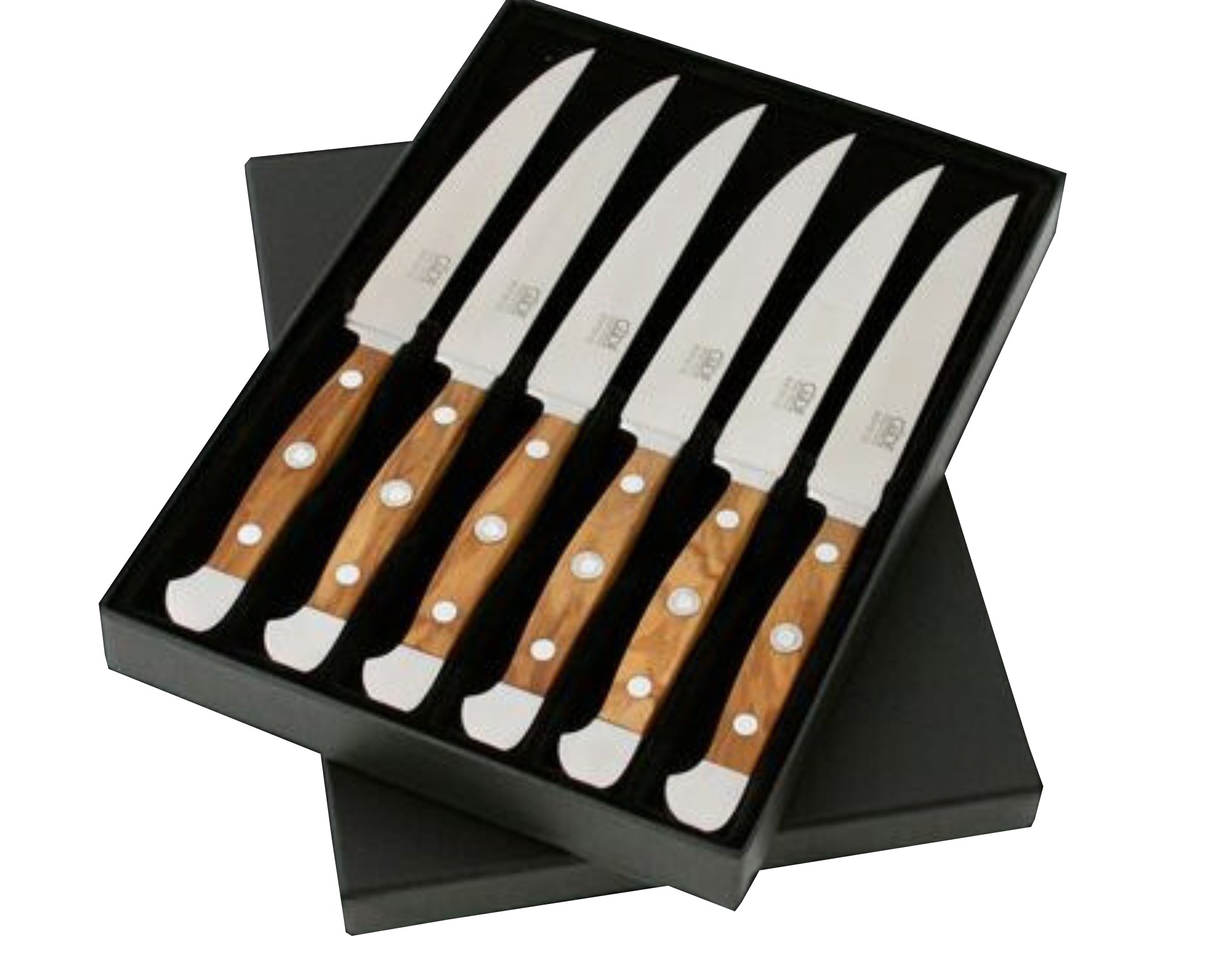 Gude Alpha Olive Series Forged Double Bolster 6-Piece Steak Knife Set, Olivewood Handle - Gude Shop USA
