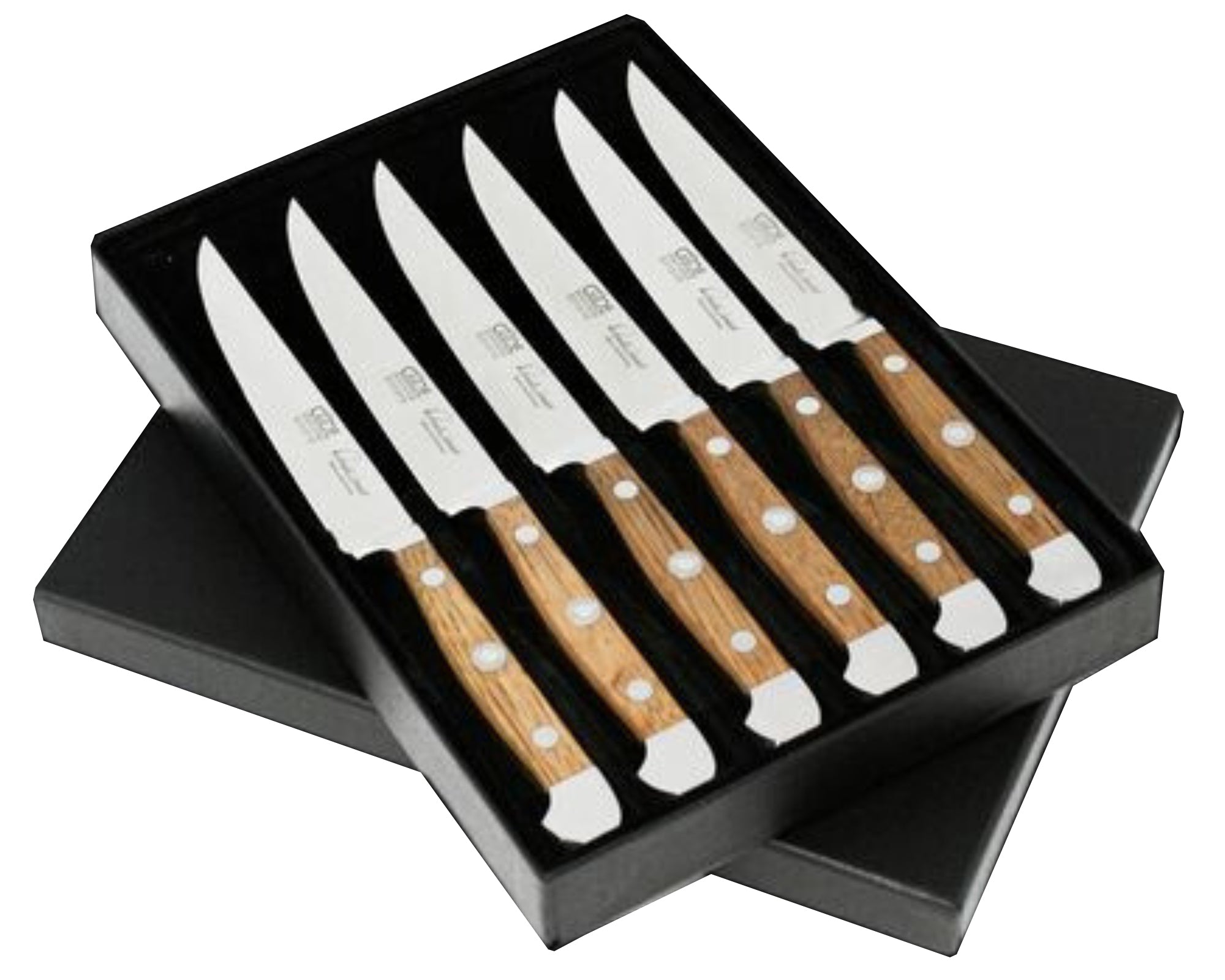 Gude Alpha Barrel Oak Series 6-Piece Steak Knife Set, Oak Wood Handle - Gude Shop USA