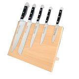 Güde magnetic knife block in beech wood, holds up to five knives, made in Solingen, Germany
