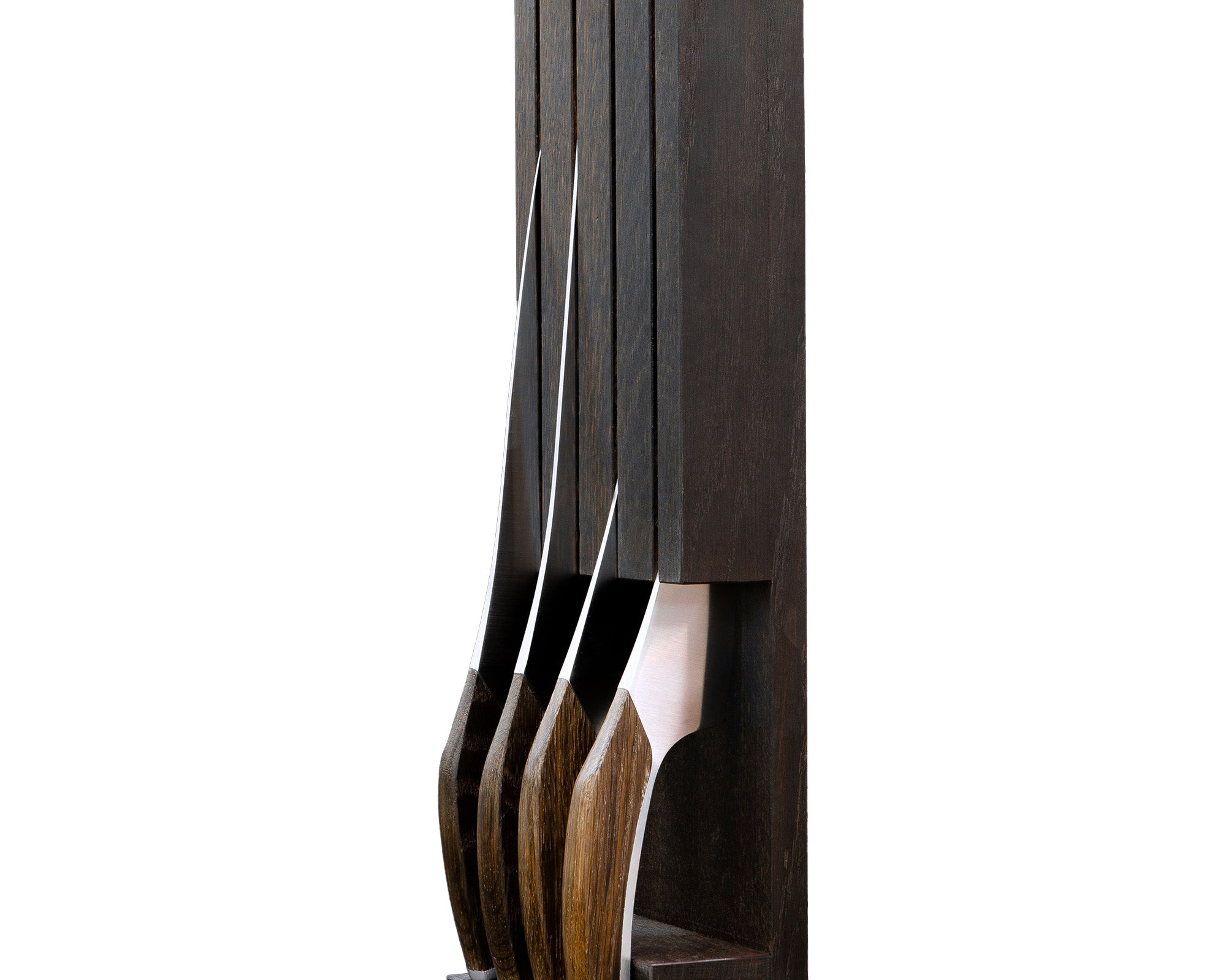 Güde SYNCHROS knife storage case in smoked oak wood, holds up to four knives, made in Solingen, Germany