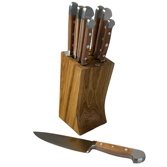 Gude Alpha Pear Series 9-Piece Knife Block Set, Luxury Pear Wood Handle