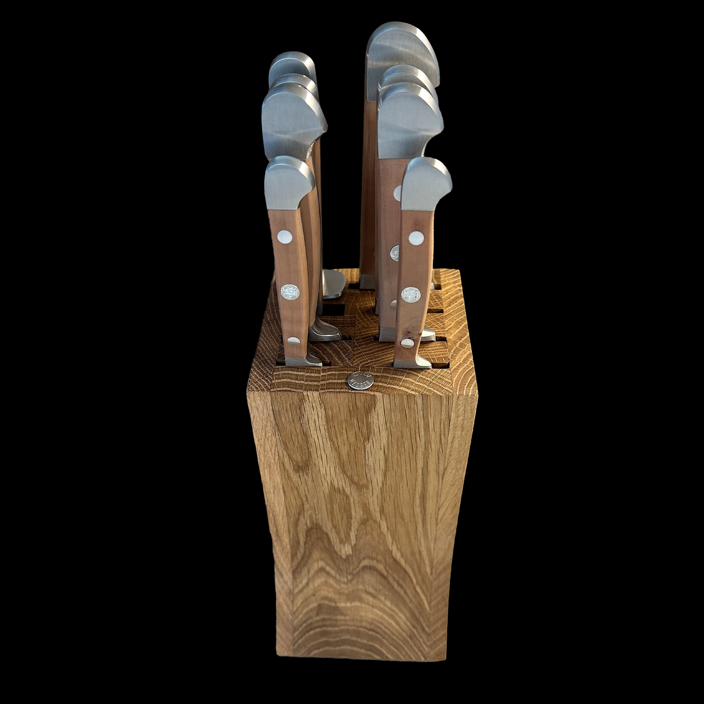 Gude Alpha Barrel Oak Series 9-Piece Knife Block Set, Oak Wood Handle - Gude Shop USA