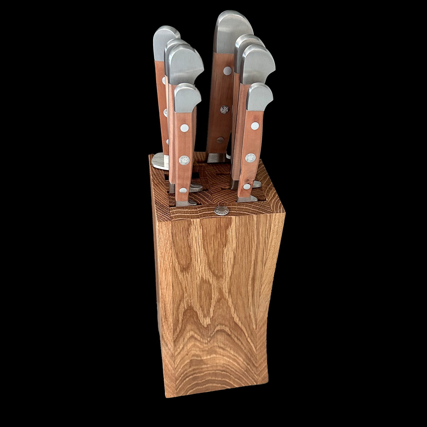 Gude Alpha Barrel Oak Series 9-Piece Knife Block Set, Oak Wood Handle - Gude Shop USA