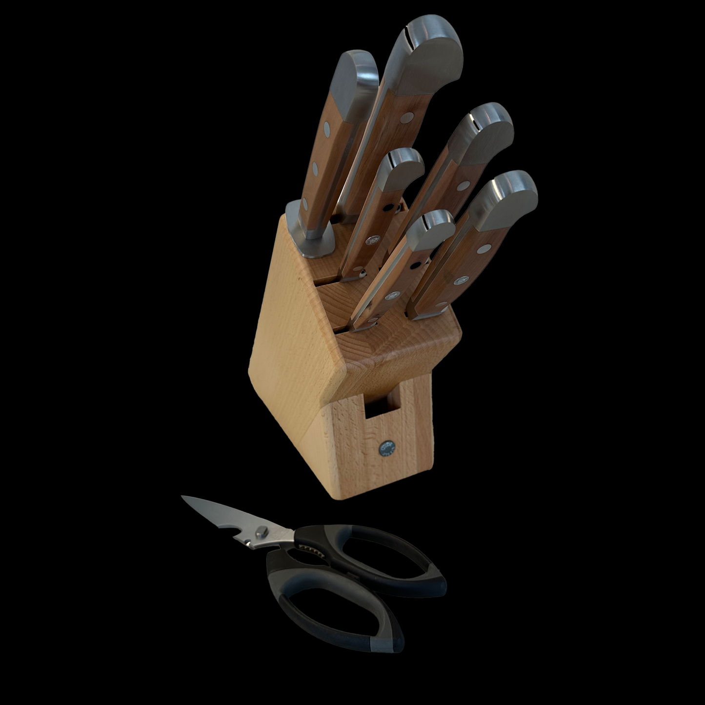 Gude Alpha Pear Series 8-Piece Knife Block Set, Pear Wood Handle - Gude Shop USA