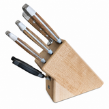 Güde Alpha Olive 8-Piece Knife Block Set with olive wood handles, blades hand-forged in Solingen, Germany