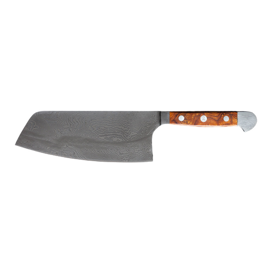 Gude Franz Güde Series Damascus Steel Chinese Chai Dao Chef's Knife 6.2-in, Desert Ironwood Handle