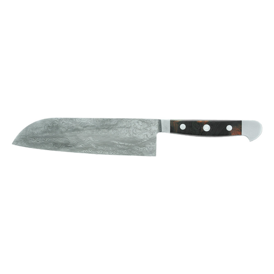 Gude Franz Güde Series Damascus Steel Santoku Knife 7-in, Desert Ironwood Handle