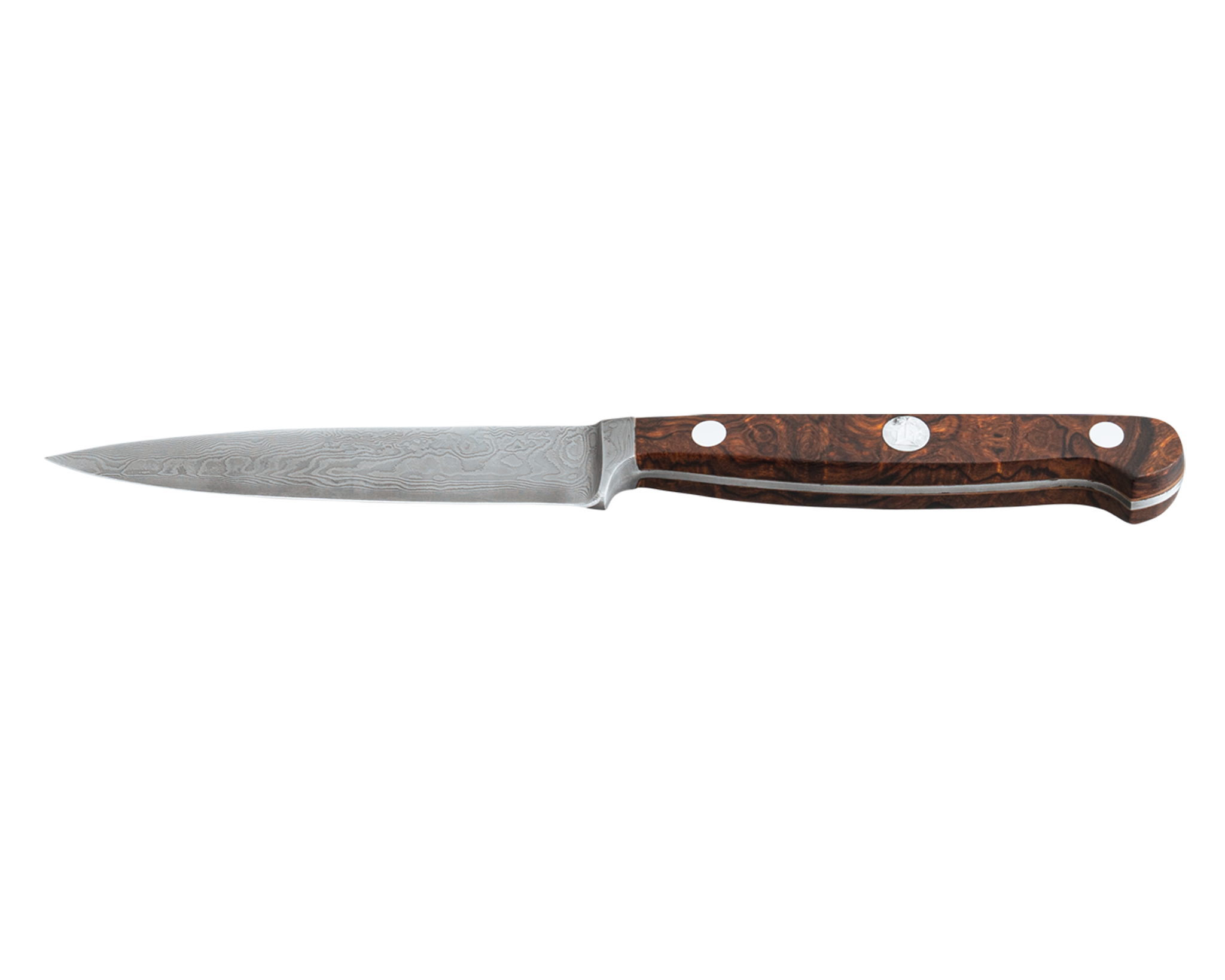 Güde Franz Güde Damascus Straight Paring Knife 4-in, model DA7764/10, hand-wash desert ironwood grip