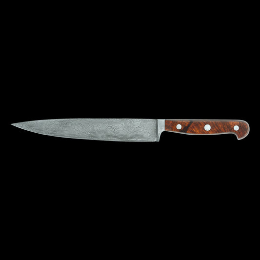 Gude Franz Güde Series Damascus Steel Ham Knife 8.2-in, Desert Ironwood Handle