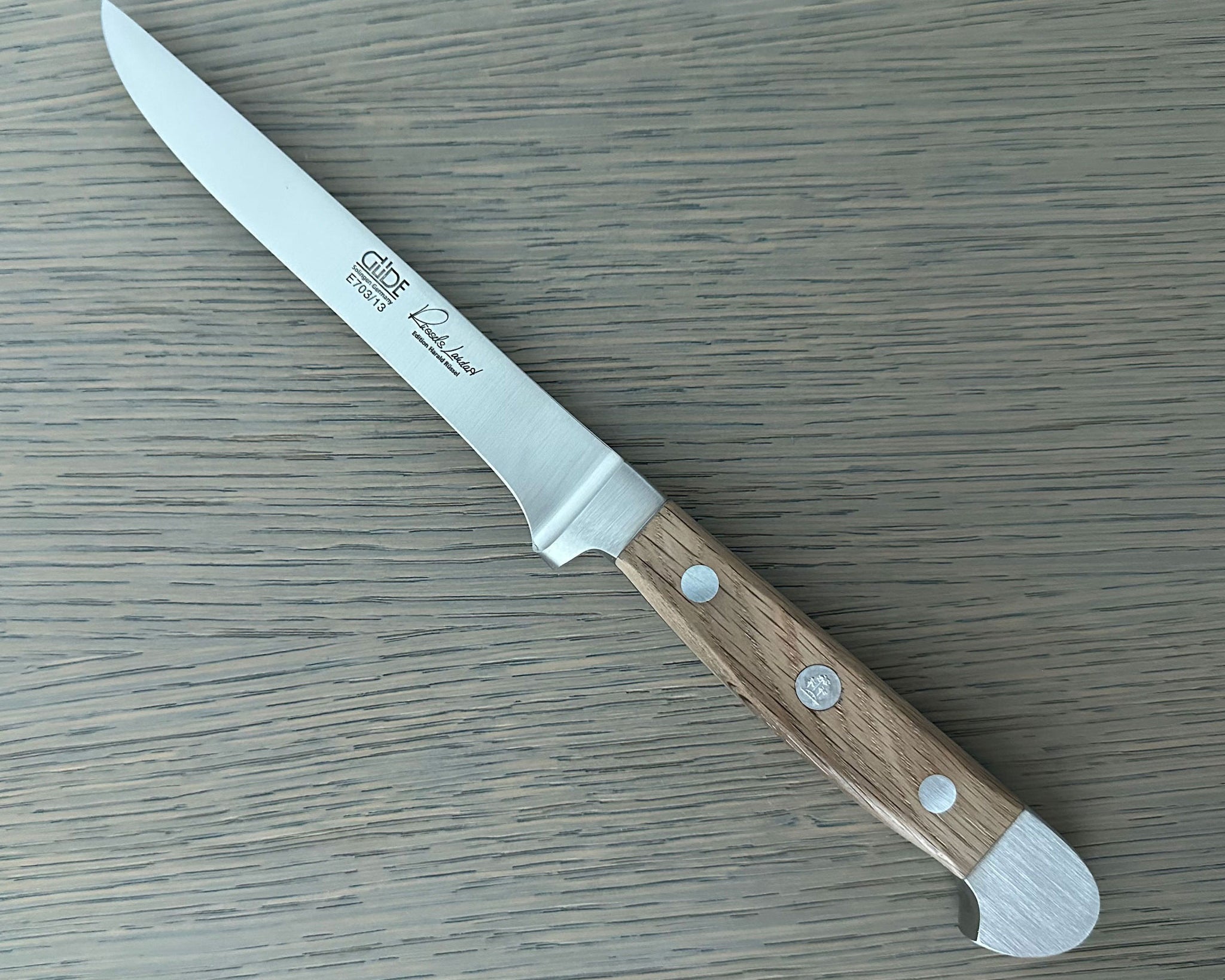 Gude Alpha Barrel Oak Flexible Boning Knife 5" – Gude Shop USA