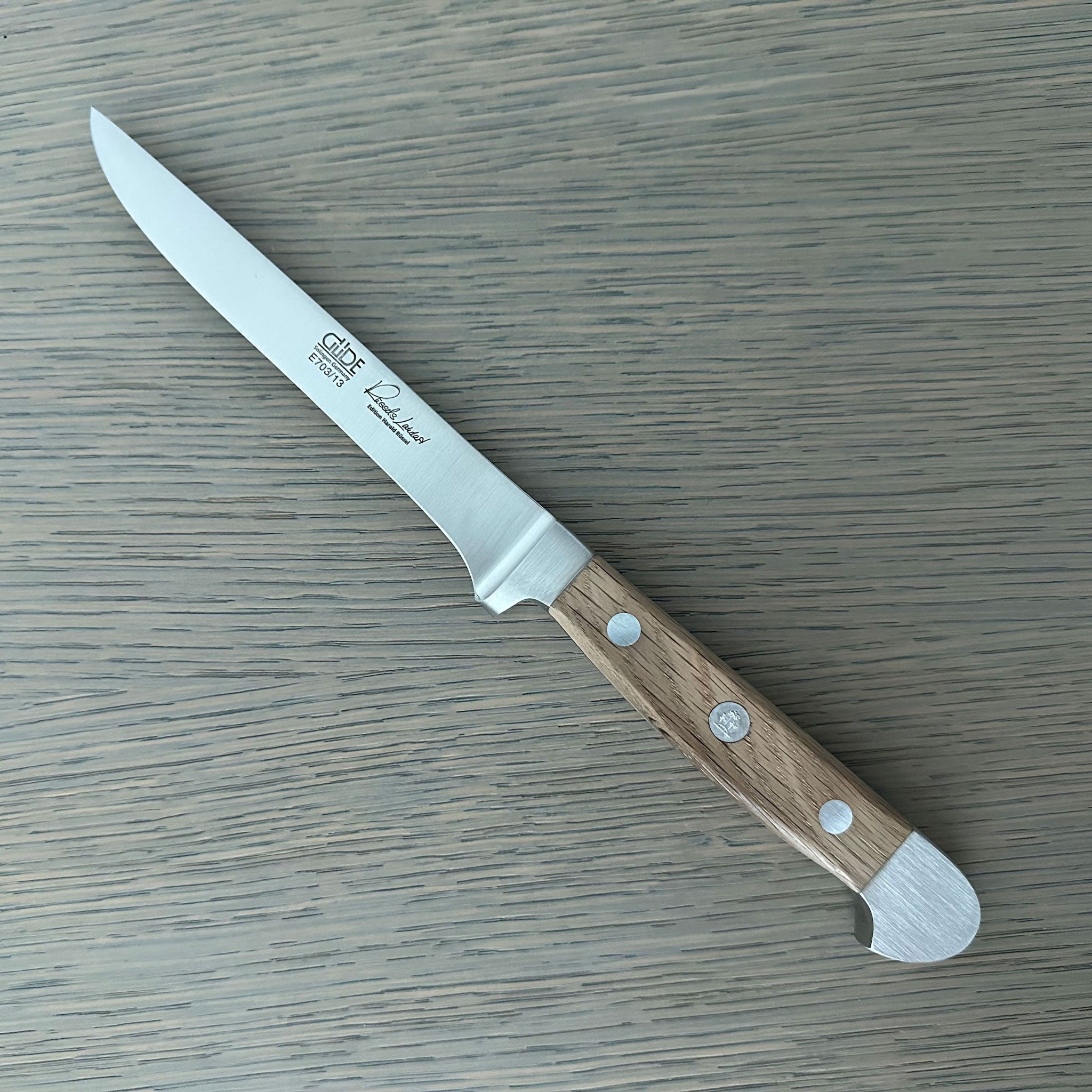Gude Alpha Barrel Oak Flexible Boning Knife 5" – Gude Shop USA