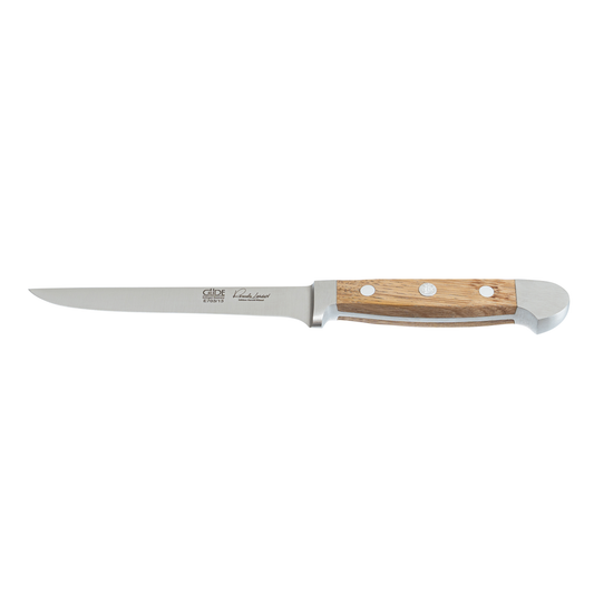 Gude Alpha Series Forged Boning Knife 5-in, Barrel Oak Handle