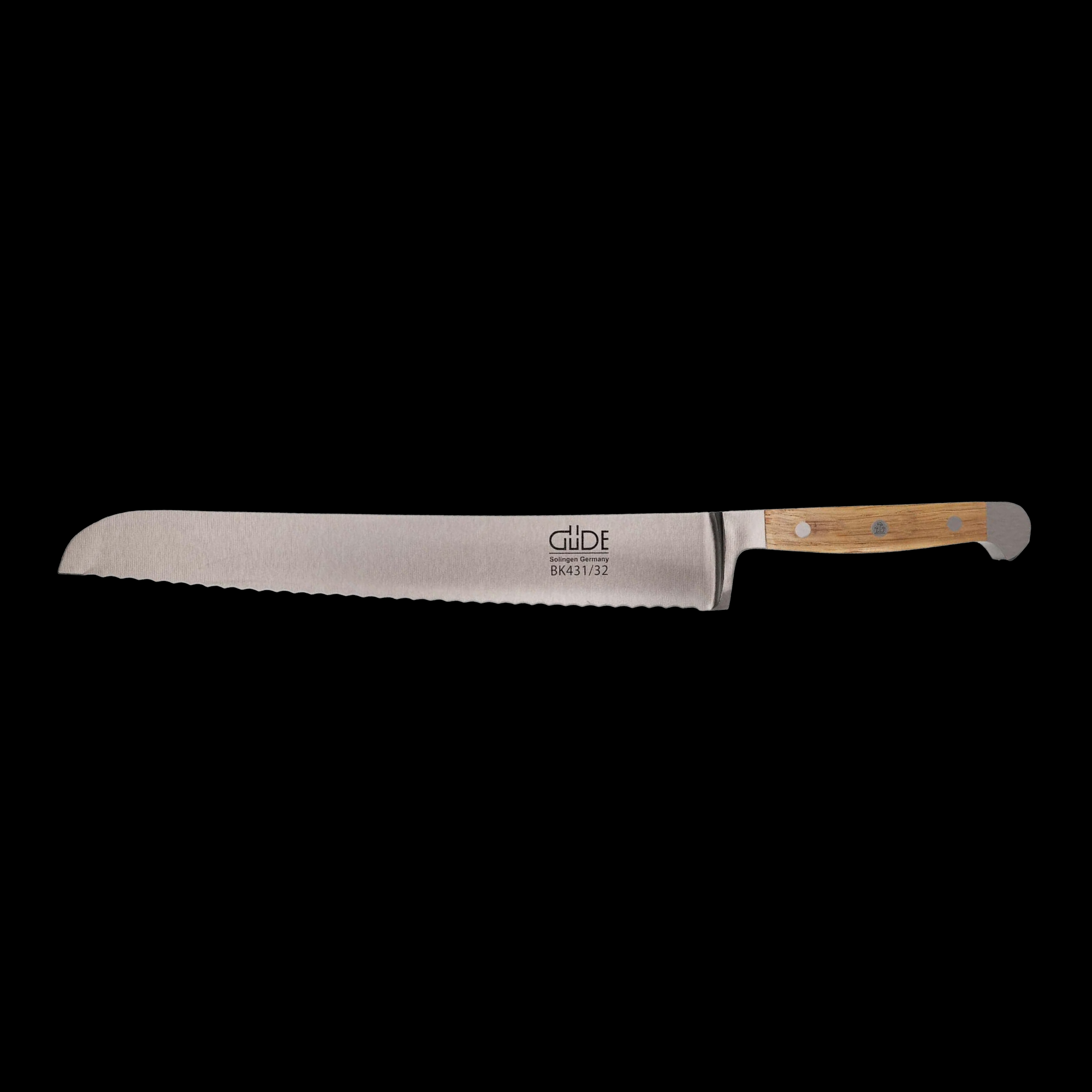 Güde Alpha BK Series Bread Knife 12-inch, forged double bolster construction for balance and control