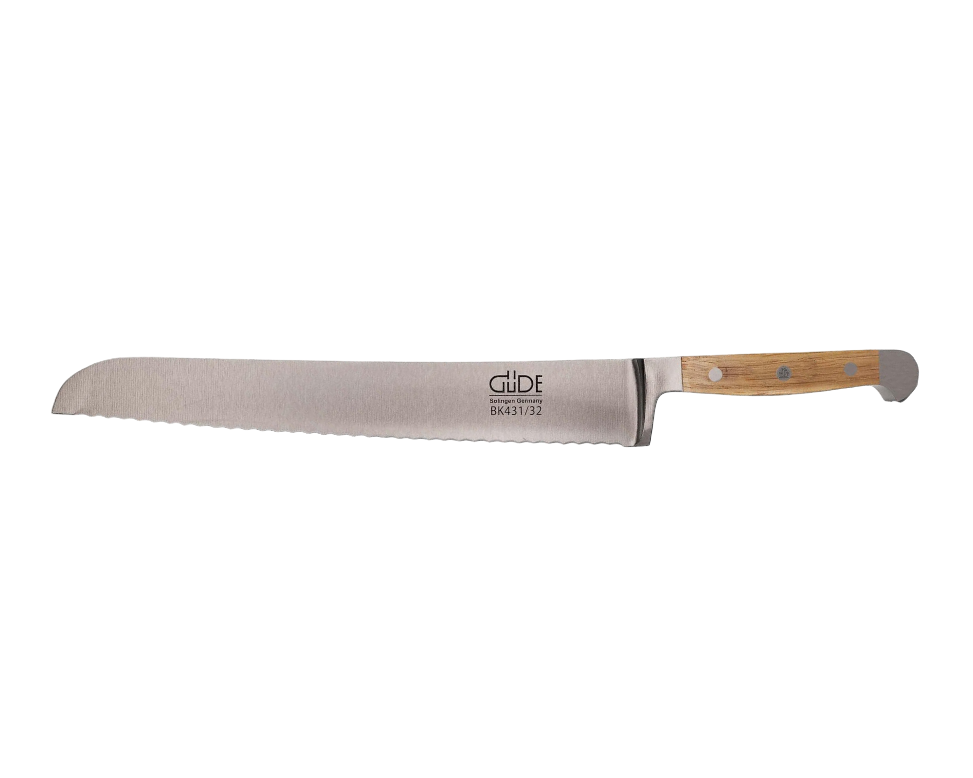 Güde Alpha BK Bread Knife 12-in with oak wood handle, hand-forged in Solingen, Germany