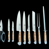 Güde Alpha Olive Series 10-Piece Knife Block Set supplied with a beechwood block
